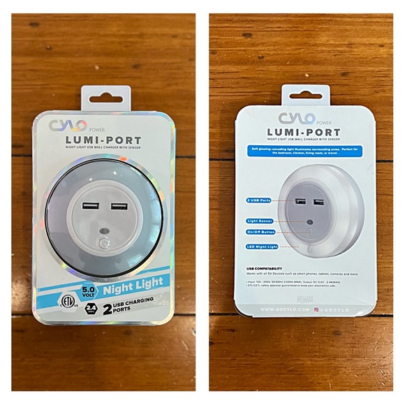 NIB CYLO LUMI-PORT LIGHT & DUAL USB CHARGER; Plug-In Light Sensor; Night Light - Picture 3 of 10